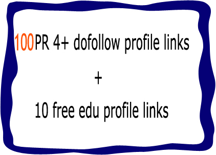 create 100 PR 1+ dofollow profile links for