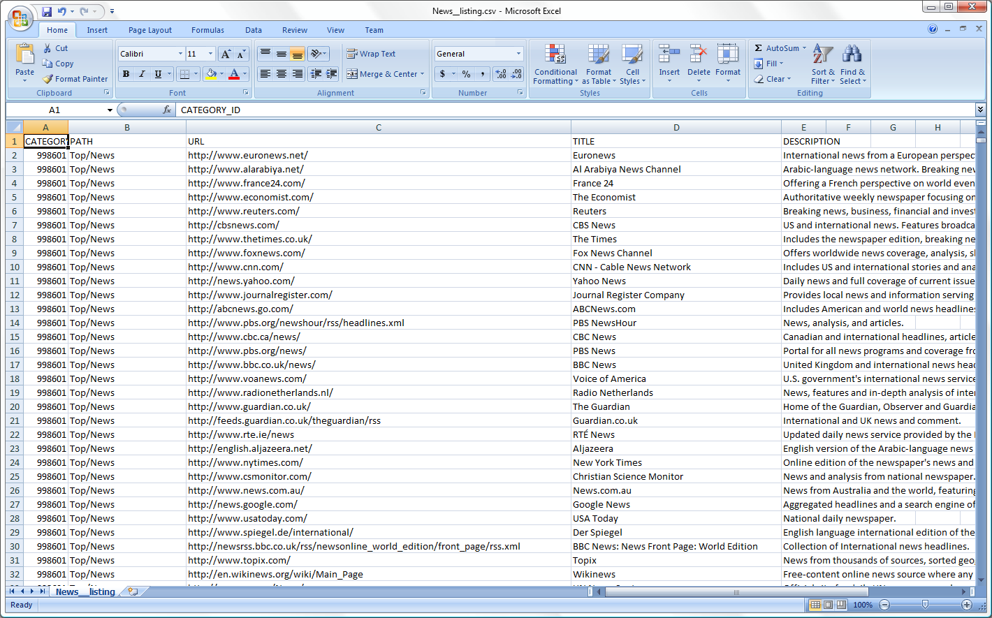 send you web directory data in CSV format