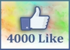 deliver 4000 Real Facebook Likes to any fanpage