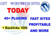 install WORDPRESS and your theme, necessary plugins plus free wp site as bonus