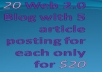 get you manually 20 web 2.0 blog & post 5 provided post for each
