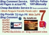 create 70 HighPR blogcomment 2PR7 5PR6 12PR5 20PR4 20PR3 11PR2 Dofollow backlink!!!!!!