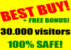 I will send you at least 30.000 visitors to your website +FREE BONUS only