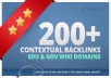 create 200+ high PR contextual backlinks from 100 gov and edu wiki domains@!@