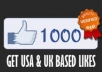 give you Facebook fans or likes, 1000++ USA to Any Fan page 