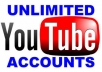 Create provide 100 New YOUTUBE Accounts for you