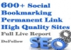 create 500 Social BOOKMARKING Pr 0 to Pr 8 Sites Within 24 Hours, Report Of All Live Social Bookmark Links, Best Social BOOKMARKs service
