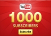 give you 1000 real youtube subscribers