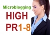 create 20 Microblogging dofollow backlinks from high pr 8 to pr1 sites