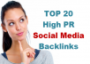 create Social media backlinks from top 20 web 2, social networks and social media sites