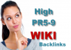 60 Wiki backlinks from high pr5 to pr9 websites, including some Edu