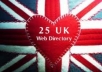 do UK based directory submission from 25 dot co dot uk directory website for your website home page