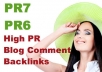 create 10 Blog Comment Backlinks from High PR6 to PR7 Websites