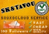 deliver 100 soundcloud followers to your soundcloud profile