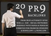  really create you 20 ► PR9 backlinks from 20 different PR 9 high authority sites [ DoFollow, Anchor Text, Panda Penguin Frindly ] + pinging order now!