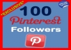give you 100% real 100 pinterest followers