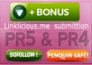 manually build 4 x PR5 and 6 x PR4 dofollow High Quality backlinks with anchor text on actual PR5 and PR4 page + submitt them to linklicious