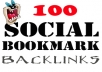 do 100 social bookmarks Quality backlinks