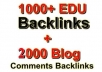 give you 1000+ EDU Baclinks + 2020 General Blog comments + Ping