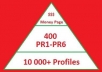 create High PR Pyramid 420+ PR1 to PR6 Or Even Higher Profile Backlinks With Unlimited URLs and Keywords and 10 000 + On 2nd Layer