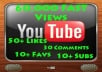 Guarantee 60,000 Fast Youtube Views, 50+ Likes, 30 Comments +Favs & Subs to your Video