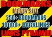 make powerful link PYRAMID with 250 social bookmarks as first layer and over 10000 blast as second layer | Bulk urls / keys welcome