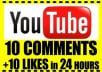 give you 10 custom comments and 10 likes on your youtube videos
