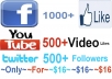 give you 1500+ Facebook Page Likes, 200+ Youtube Video Likes and 200+ Twitter Followers