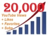 give your YOUTUBE video 20,000+ Views, 50+ likes, 1+ Favorites and 1+ Subscribers