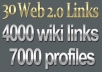 create a link pyramid of multi 3 tiers with a very diversified sources such as web20, wiki and 7000 forum profiles
