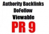 MANUALLY create 10 REAL PR9 DOFOLLOW backlinks from HIGH authority sites