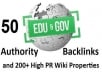 create 50 POWErFUL EdU and GoV Seo Backlinks Manually done and 250 High PR Wiki Links Properties Get First Page Google Rankings 
