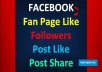 give you Facebook Fans (50 like+50 follower+50 Post like+50 Share) without Password