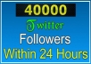 send 40000 twitter follower to your any 2 twitter account within 2 hours 20000x2=40000 
