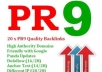 create you 20 +► PR9 backlinks from 20+ different PR 9 high authority sites [ DoFollow, Anchor Text, Panda Penguin Frindly ]+pinging just for