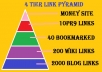 generate 4 Tier Link Pyramid using 10☞PR9 Back_links in Tier1 Followed by 40 Social Bookmarking 200 Wiki Submission and 2000 Blog Comments
