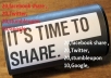 20 Facebook share,10twitter tweets,20 stumbleupon submit and 5 Google plusones for your website or page or video 5 pinterest bunoce 