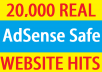 provide 20,000 ADSENSE SAFE Website Visitors