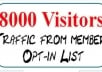  send 8000 visitors to your website or URL