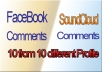 add 10 soundcloud or facebook comments to your profile