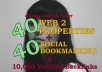 build MANUALLY a Link Wheel on 40 Web2 + 40 Social Bookmarking + 10,000 Verified Blog Comments on Them 