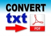 convert up to 3 text or word pages to PDF document, all together in a single file or splitted into different pdf files