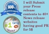 Submit your Press release contents to 40+ News release websites having good PR