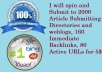 spin and Submit to 2000 Article Submitting Directories and weblogs, 160 Immediate Backlinks, 80 Active URLs