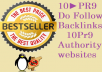 manually Create 10 PR9 Top quality Do Follow Backlinks from 10 Unique Pr 9 Authority websites + Panda and Penguin Friendly + Indexing