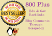 supply 800 Edu back links for your site or blog through blog comments
