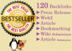 manually Build 120 high PR Seo Backlinks from most popular sites like news release, web2, article, bookmarking and many more + Indexing