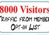 """send 8000 visitors to your website or URL """
