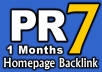 give PR7 DoFollow Homepage Link for 1 Month on Valid PR7 US English site {Guarantee less than 50 OBLs}