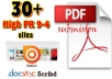 convert your Article into pdf file and Manually Submit to Top 30+ High PR 9 to 4 doc Sharing sites